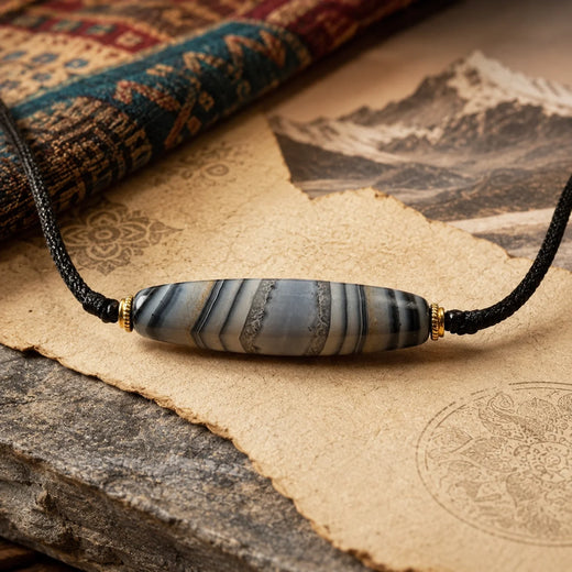 Tibetan-Inspired Natural Sky Eye Agate Leather Cord Necklace | Kailora