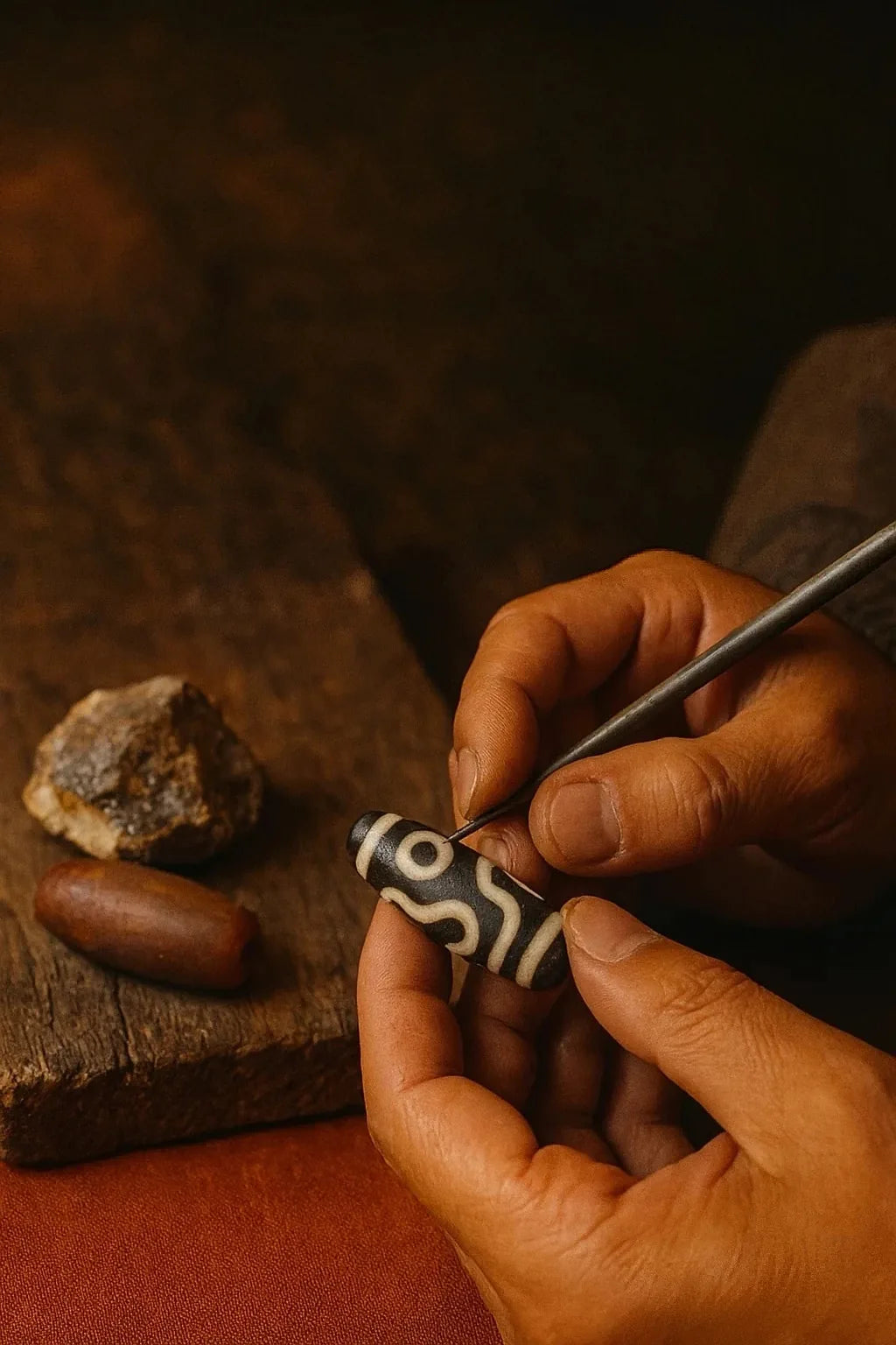 Artisan handcrafting a jewelry bead