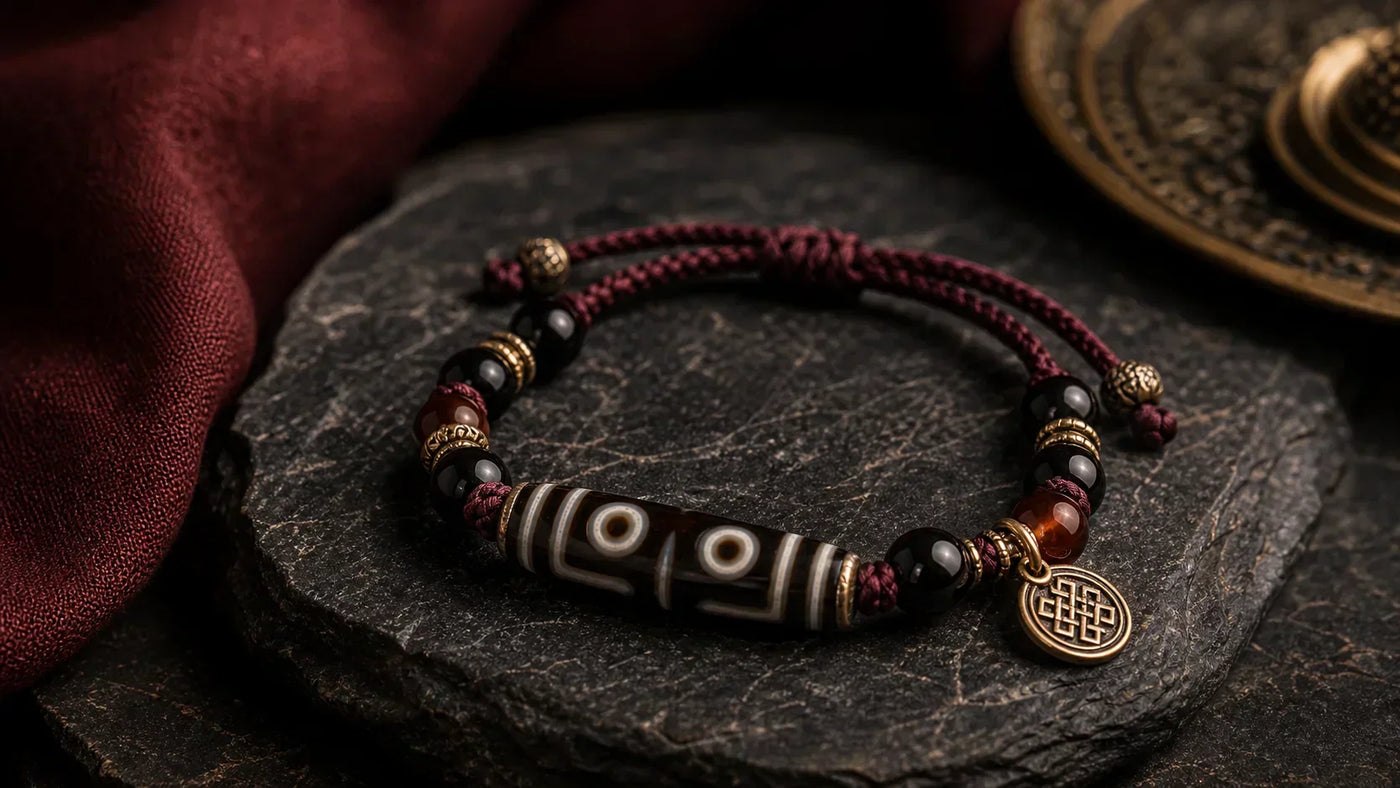 Protection bracelet with Tibetan-inspired grounding jewelry by Kailora