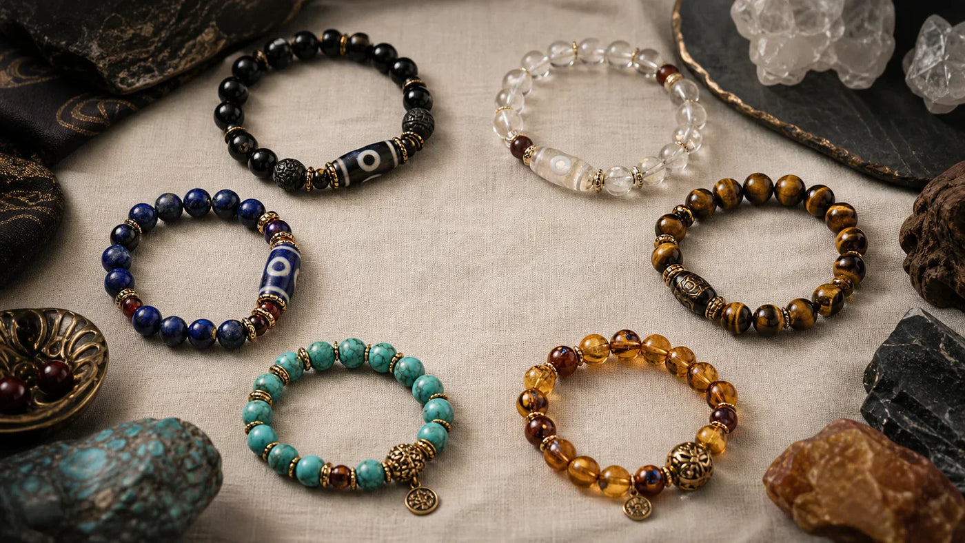 Quick intention jewelry guide for choosing protection, calm, energy, clarity, balance, or growth with Kailora