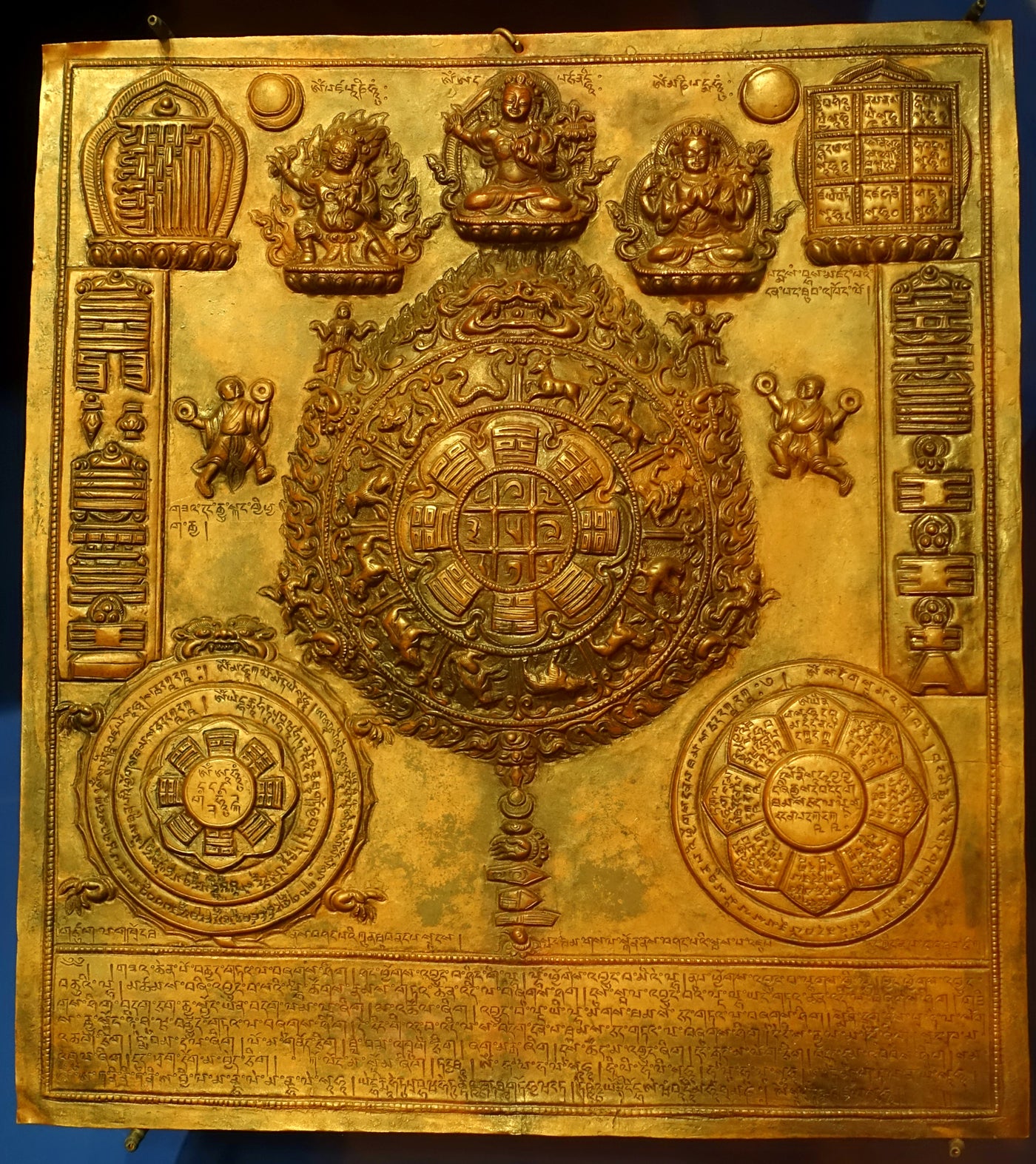 Traditional Tibetan astrological diagram with symbolic calculations