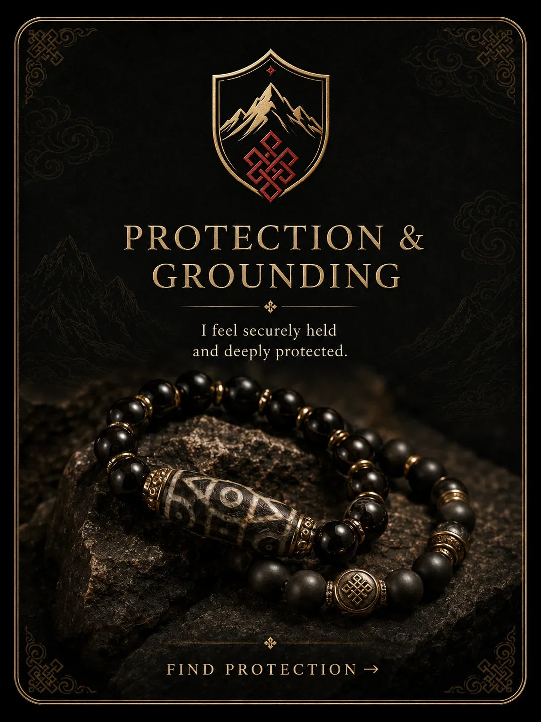 Black obsidian Tibetan-inspired jewelry by Kailora