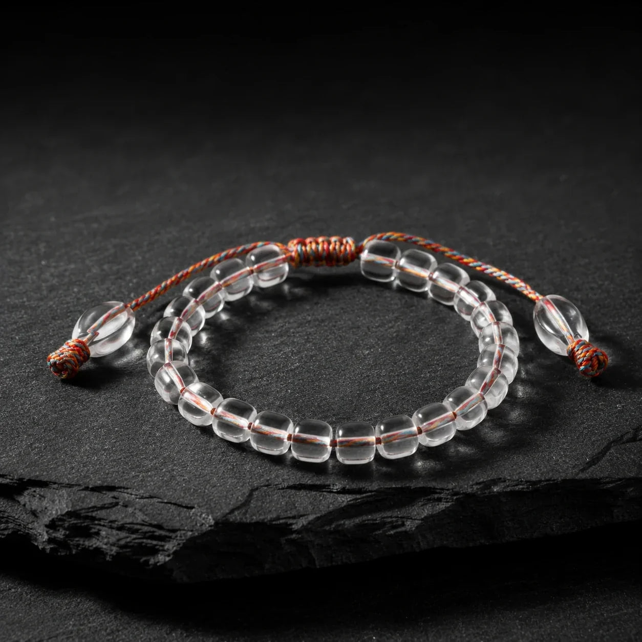 Tibetan clear quartz adjustable bracelet with Five-Color Cord by Kailora