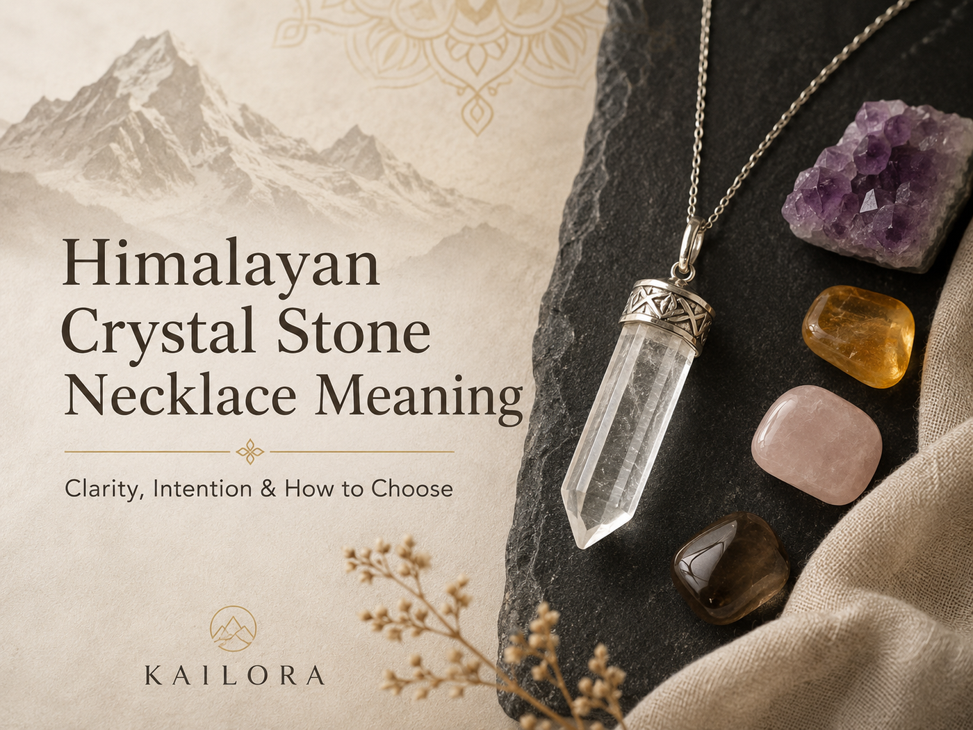 Kailora clear quartz pendant and mixed stones for crystal vs gemstone guide