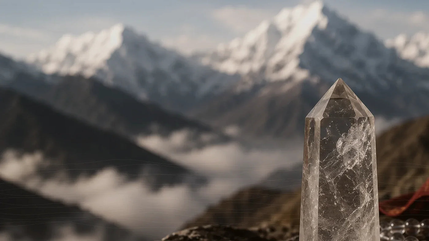 Himalayan mountain landscape representing Ganesh Himal, Nepal provenance context for Himalayan quartz