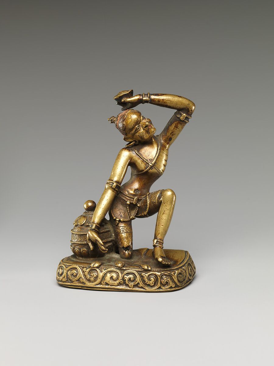 Seventeenth-century Tibetan ascetic master holding a skull cup