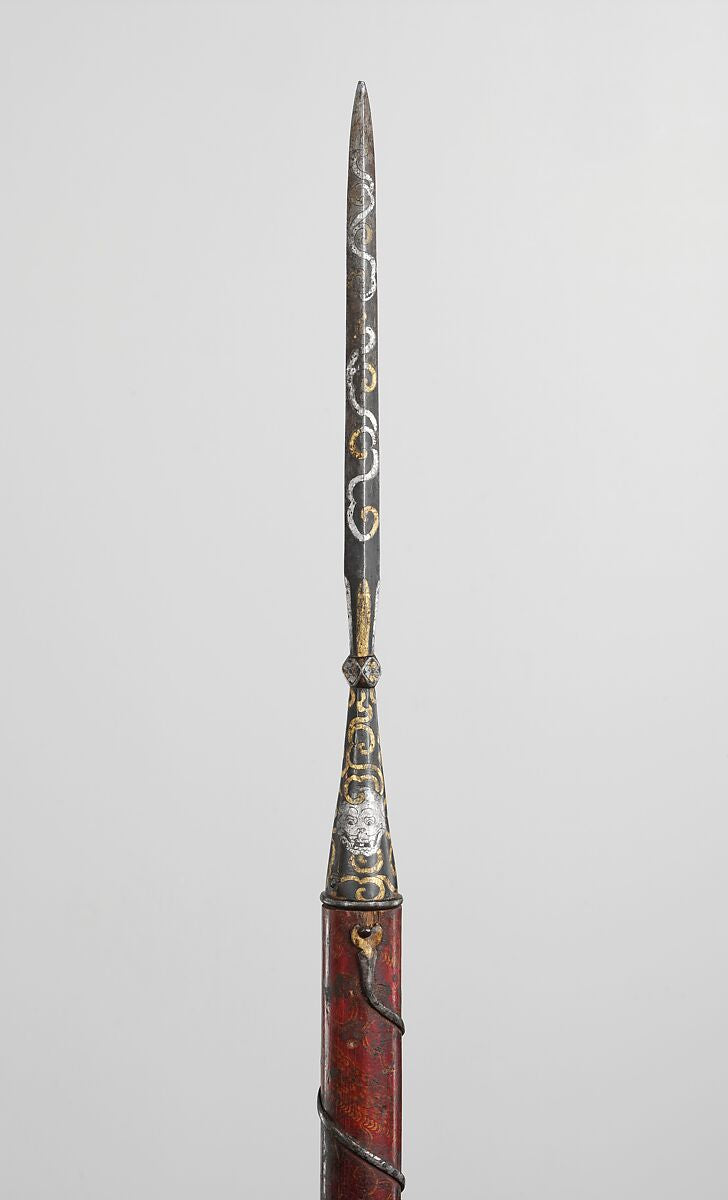Tibetan ceremonial spear decorated for ritual use, probably associated with an oracle
