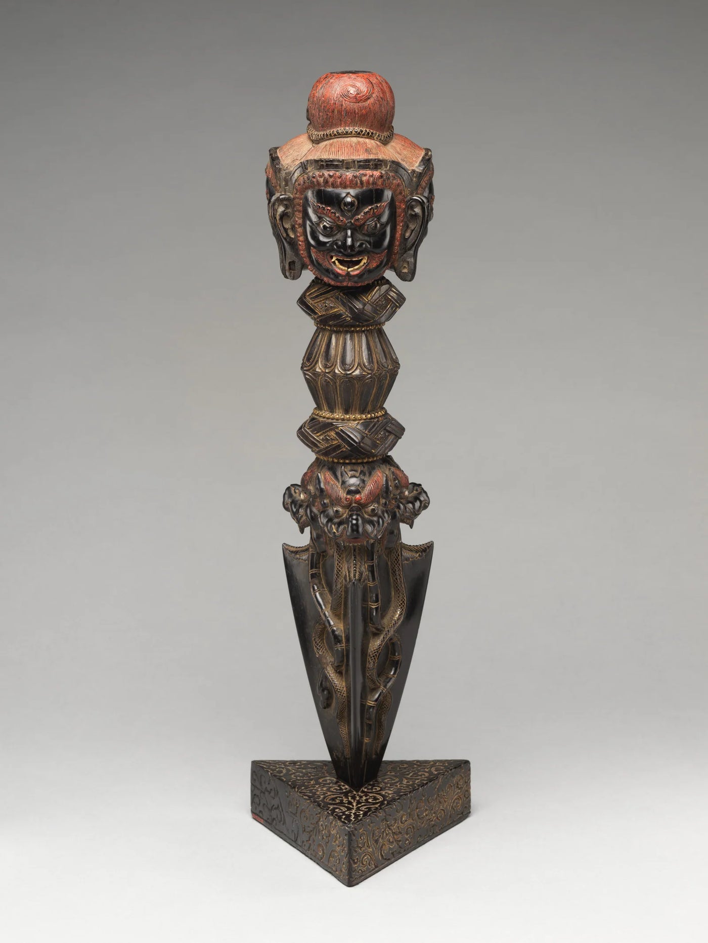 Tibetan ritual dagger phurba and stand from the late 14th to early 15th century at The Metropolitan Museum of Art