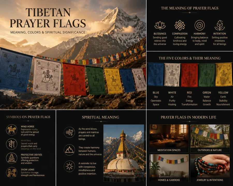 Tibetan prayer flags colors and Himalayan symbolism by Kailora