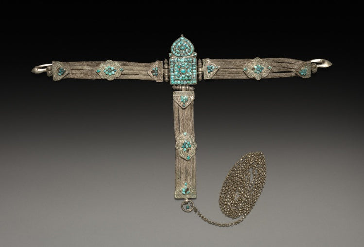 Historic Tibetan silver and turquoise girdle from the 19th century