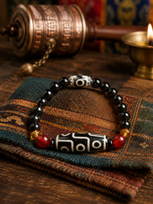 Tibetan Dzi Bead Bracelet for Intuition & Awakening | Kailora