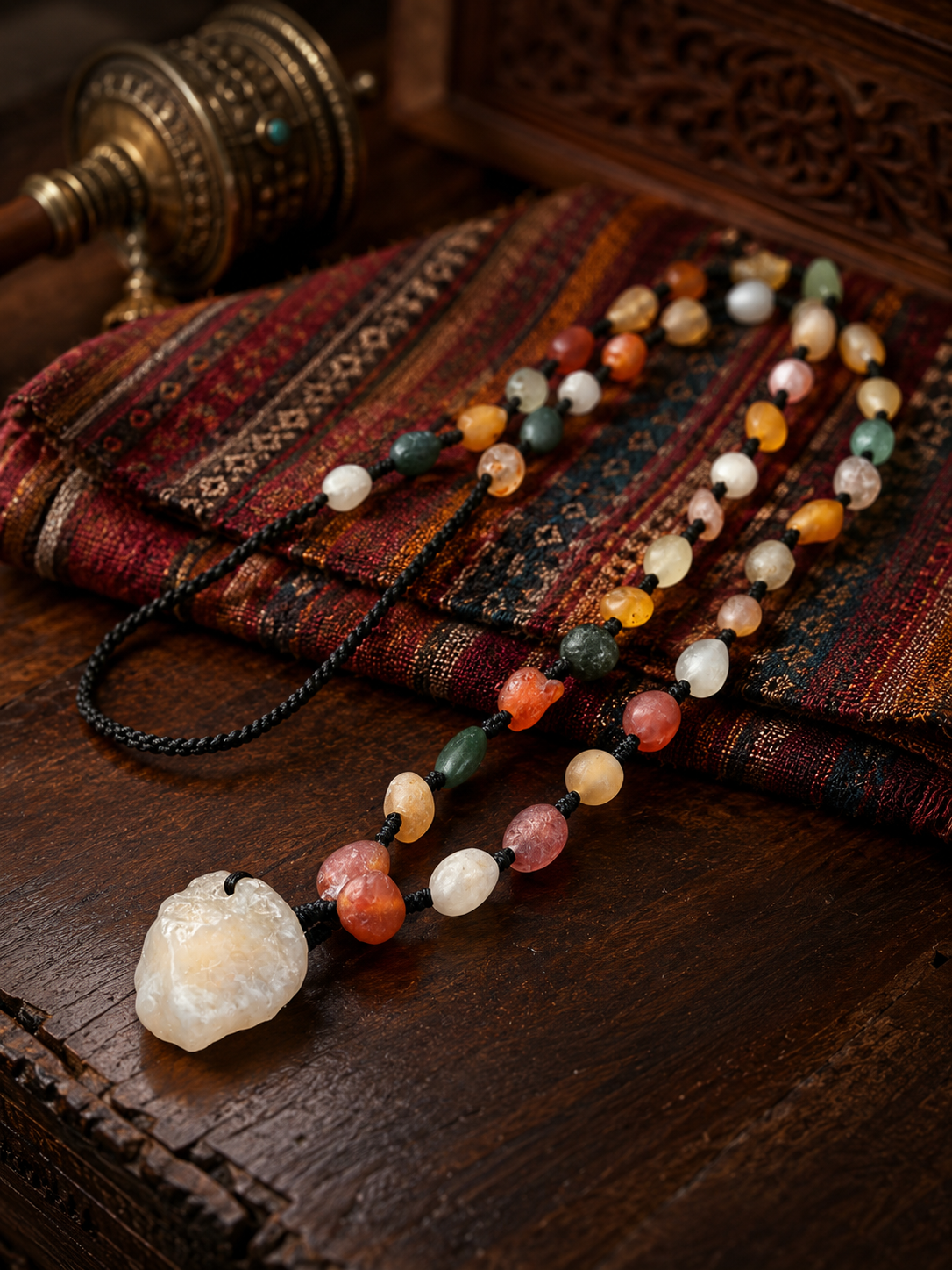 Tibetan Colorful Agate Necklace for Manifestation & Abundance | Kailora