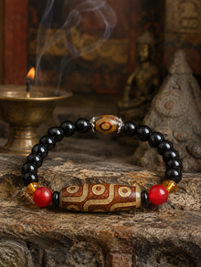 Tibetan Dzi Bead Bracelet for Intuition & Awakening | Kailora
