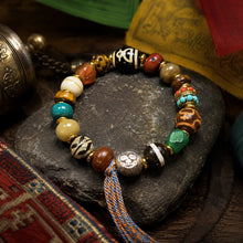 Kailora Tibetan Three-Eye Dzi Agate Multi-Stone Bracelet