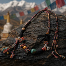 Kailora Tibetan Turquoise Luck Bead Handwoven Cord Necklace