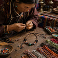 Handcrafted cord and bead details on Turquoise Luck Bead Cord Necklace thumbnail 4 | Kailora