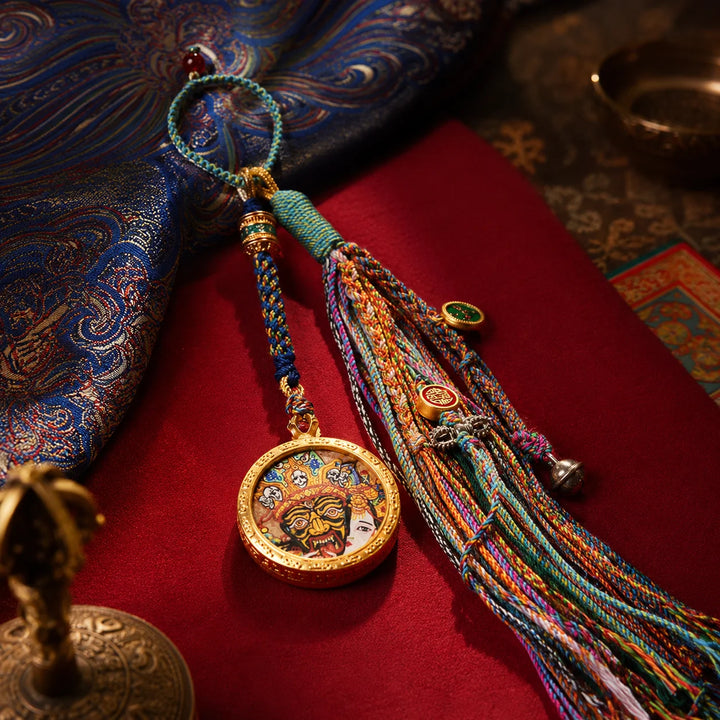 Kailora Tibetan Zaki Lhamo Yellow Jambhala Green Tara Thangka Tassel Charm