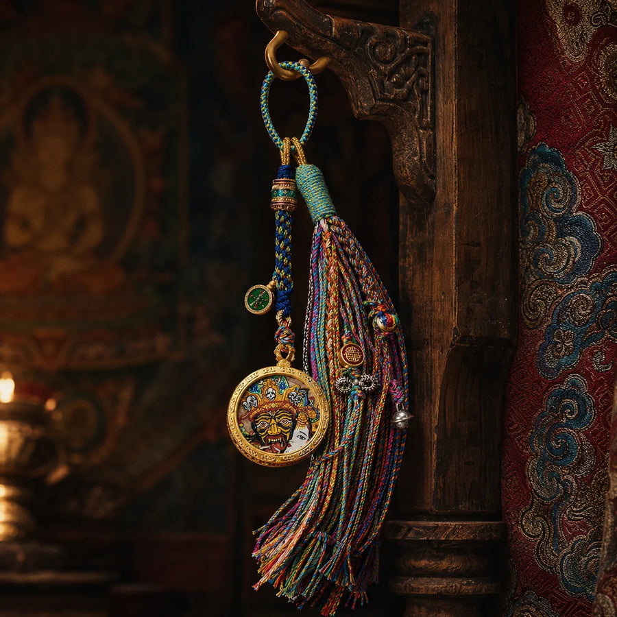 Kailora tassel charm worn as Manifestation & Abundance intention jewelry detail view 3 | Kailora