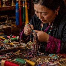 Kailora Tibetan Zaki Lhamo Yellow Jambhala Green Tara Thangka Tassel Charm
