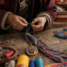 Kailora Tibetan Zaki Lhamo Yellow Jambhala Green Tara Thangka Tassel Charm