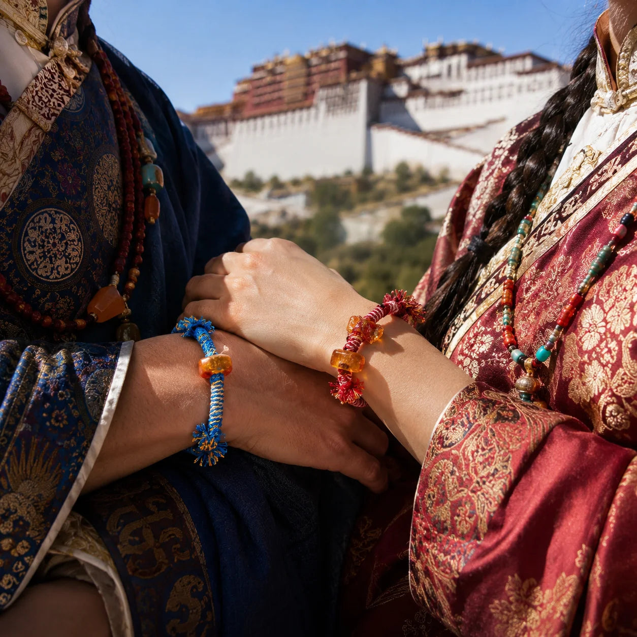 Kailora Tibetan Natural Amber Handwoven Cord Bracelet