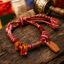 Kailora Tibetan Natural Amber Handwoven Cord Bracelet