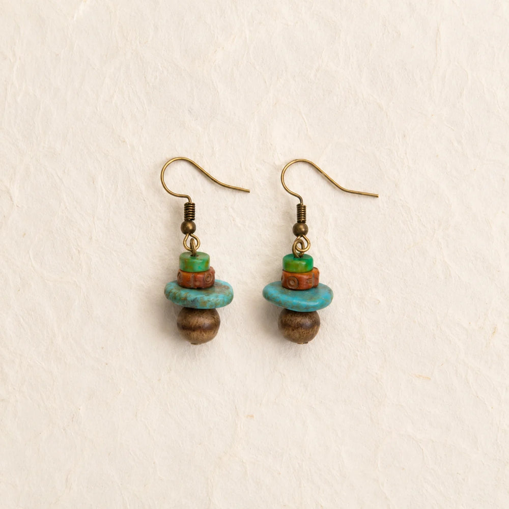 Tibetan-Inspired Magnesite, Bone & Bodhi Bead Earrings detail view 4 | Kailora