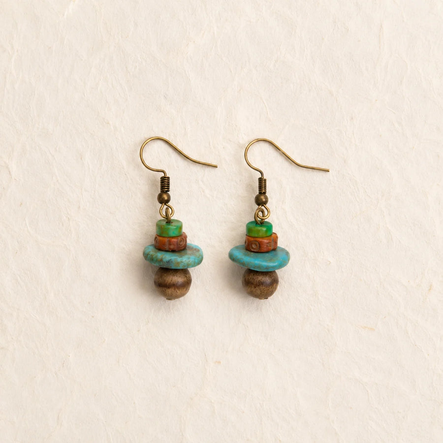 Tibetan-Inspired Magnesite Bone Bodhi Bead Earrings | Kailora detail view 4 | Kailora