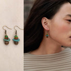 Tibetan-Inspired Magnesite, Bone & Bodhi Bead Earrings thumbnail 1 | Kailora