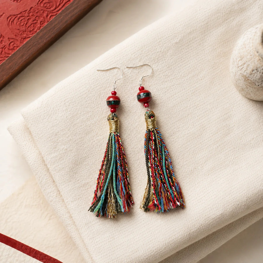 Kailora multicolor tassel earrings shown for lightweight everyday styling detail view 3 | Kailora