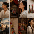 S925 silver hook detail on Kailora multicolor tassel earrings thumbnail 4 | Kailora