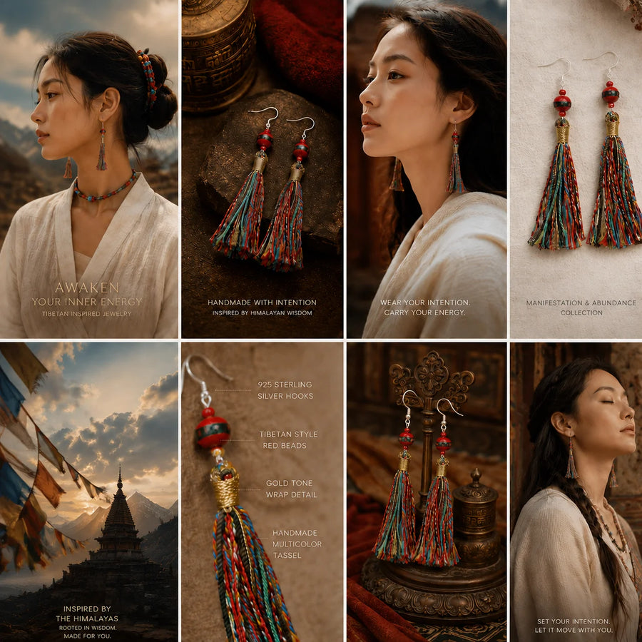 S925 silver hook detail on Kailora multicolor tassel earrings detail view 4 | Kailora