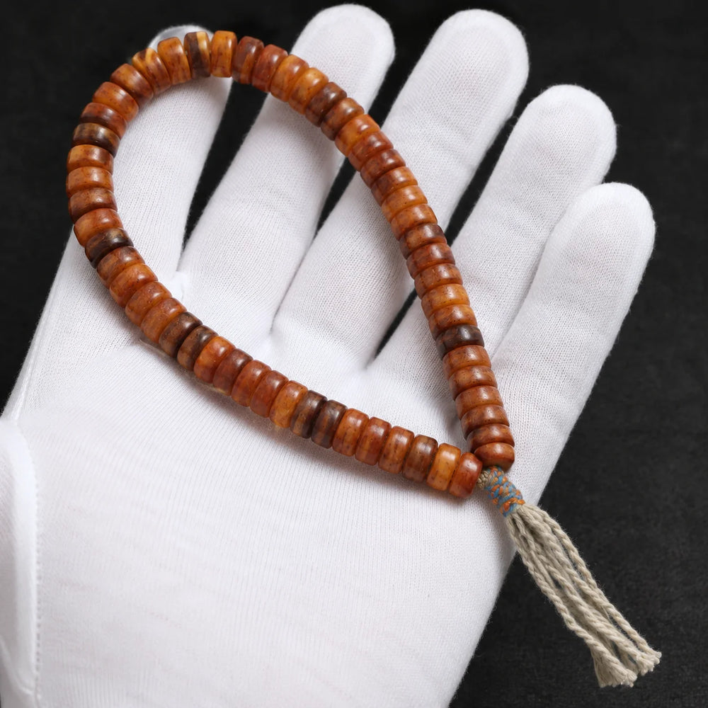 Tibetan-Inspired Yak Bone 54-Bead Hand Mala detail view 6 | Kailora
