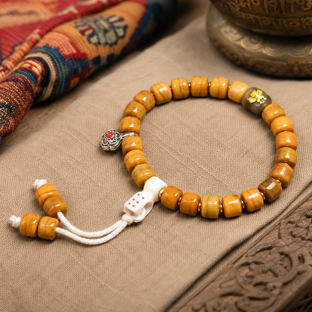Tibetan-Inspired Yak Bone Barrel Bead Bracelet | Kailora detail view 6 | Kailora