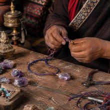 Tibetan Raw Amethyst Crystal Braided Cord Necklace