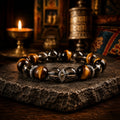 Eye of Insight Tiger’s Eye bracelet in a warm Tibetan-inspired interior setting thumbnail 5 | Kailora