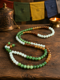 Kailora 108 jade mala worn as a long necklace for inner peace intention thumbnail 3 | Kailora