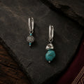 Kailora asymmetric turquoise designer earrings inspired by balance and Tibetan design thumbnail 5 | Kailora