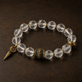 Faceted clear quartz bracelet with antique brass details thumbnail 2 | Kailora
