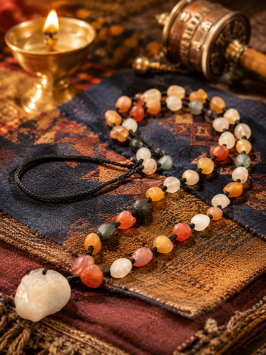 Natural colorful agate necklace with natural stone pendant by Kailora detail view 1 | Kailora
