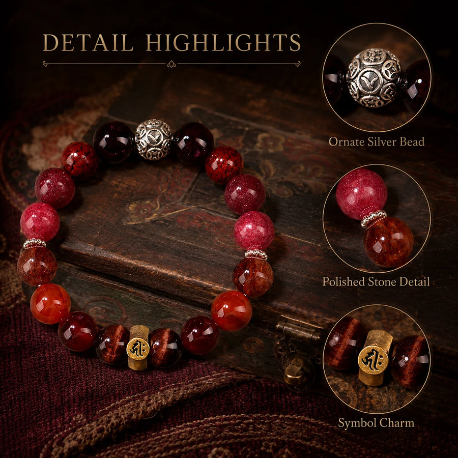 Dog and Pig zodiac bracelet S925 silver bead crystal and symbol charm details detail view 5 | Kailora