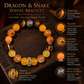 Dragon and Snake zodiac bracelet natural golden stone materials and S925 silver details thumbnail 4 | Kailora