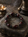Close-up of Dzi-style agate bead details on Kailora bracelet thumbnail 2 | Kailora