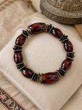 Elastic stretch construction and natural agate Dzi bead details on Kailora awakening bracelet thumbnail 4 | Kailora
