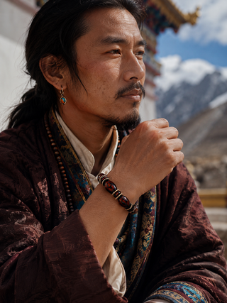 Tibetan Dzi Agate Bracelet - Intuition & Awakening Series front view by Kailora