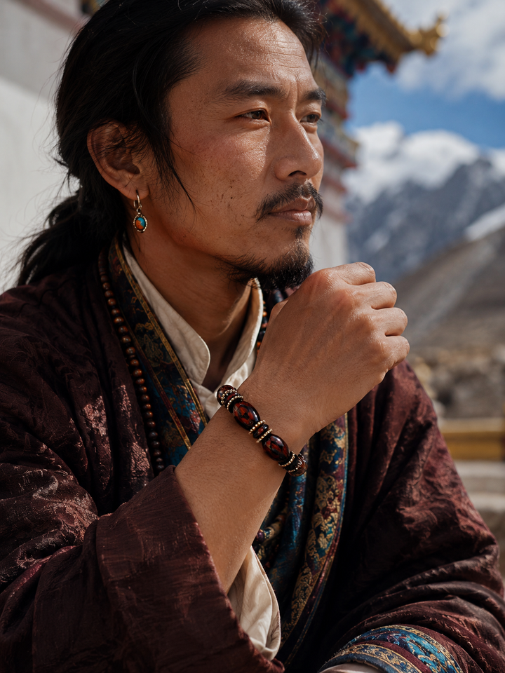 Tibetan Dzi Agate Bracelet - Intuition & Awakening Series front view by Kailora