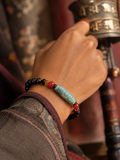 Tibetan-inspired agate Dzi bead bracelet detail by Kailora thumbnail 13 | Kailora