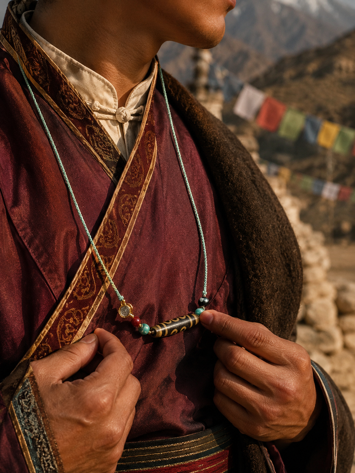 Tibetan-inspired necklace front view by Kailora