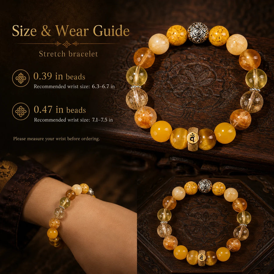 Goat and Monkey zodiac bracelet size and wearing guide in inches detail view 6 | Kailora