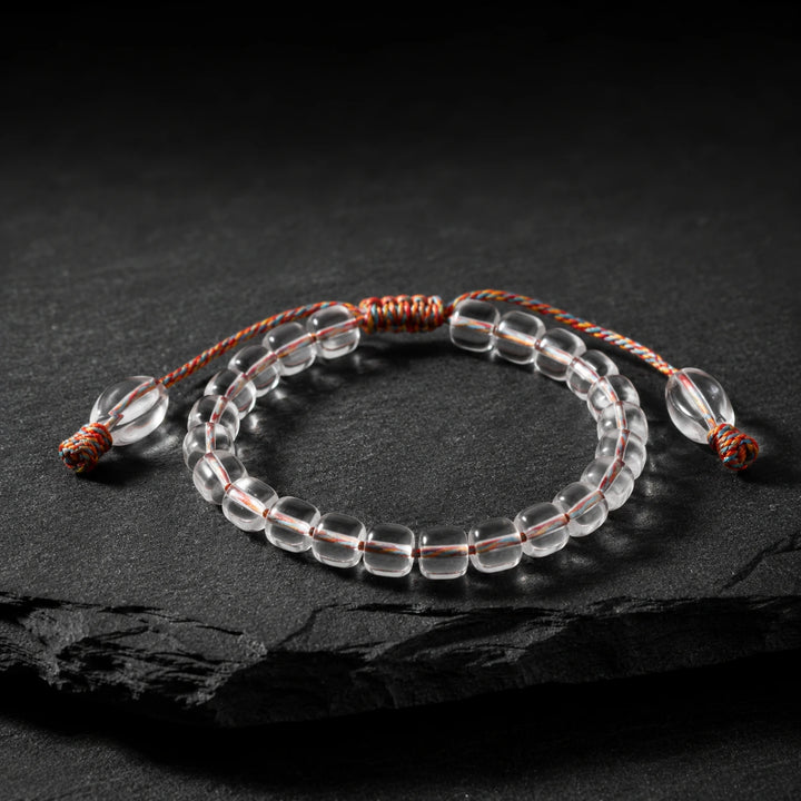 Tibetan clear quartz adjustable bracelet with Five-Color Cord by Kailora